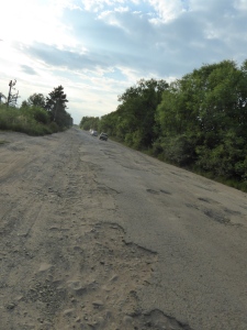 A typical road going through Ukraine's country villages.